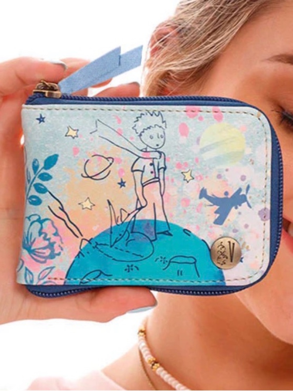 The Little Prince Pastel Blue Zip Card & Key Holder